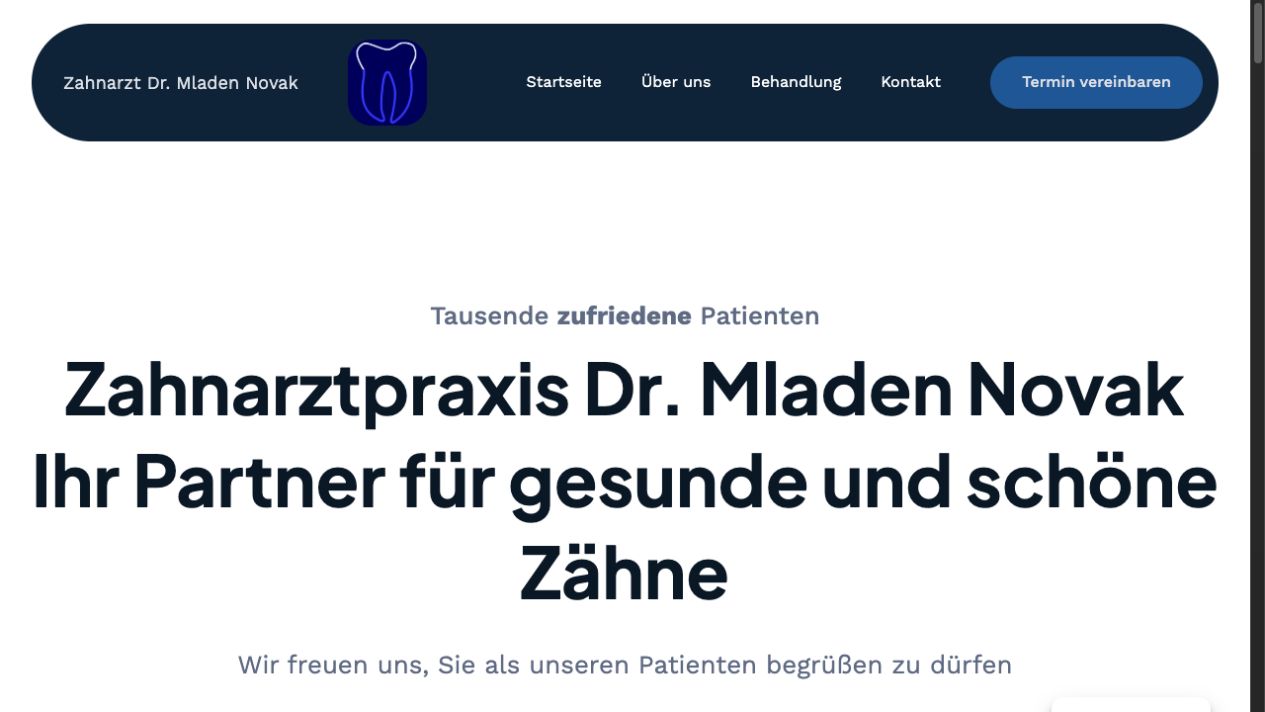 Startseite der Zahnarztpraxis Dr. Mladen Novak
